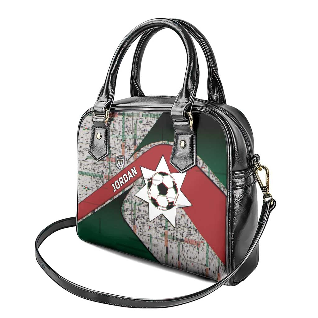 Jordan Football Shoulder Handbag Jordanian National Flag Colors Retro Glitch Art