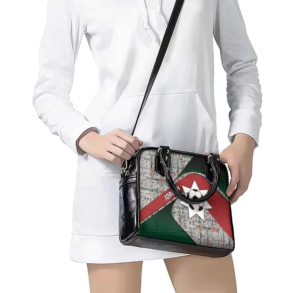 Jordan Football Shoulder Handbag Jordanian National Flag Colors Retro Glitch Art