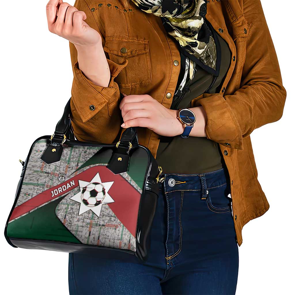 Jordan Football Shoulder Handbag Jordanian National Flag Colors Retro Glitch Art