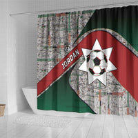Jordan Football Shower Curtain Jordanian National Flag Colors Retro Glitch Art