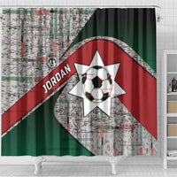 Jordan Football Shower Curtain Jordanian National Flag Colors Retro Glitch Art