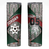 Custom Jordan Football Skinny Tumbler Jordanian National Flag Colors Retro Glitch Art