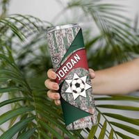 Custom Jordan Football Skinny Tumbler Jordanian National Flag Colors Retro Glitch Art
