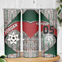Custom Jordan Football Skinny Tumbler Jordanian National Flag Colors Retro Glitch Art