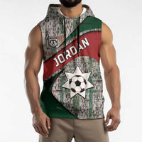 Custom Jordan Football Sleeveless Hoodie Jordanian National Flag Colors Retro Glitch Art