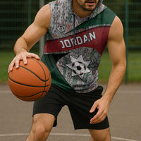 Custom Jordan Football Sleeveless Hoodie Jordanian National Flag Colors Retro Glitch Art