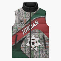 Custom Jordan Football Sleeveless Puffer Jacket Jordanian National Flag Colors Retro Glitch Art