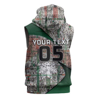 Custom Jordan Football Sleeveless Zip Hoodie Jordanian National Flag Colors Retro Glitch Art