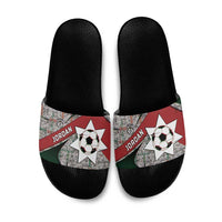 Jordan Football Slide Sandals Jordanian National Flag Colors Retro Glitch Art