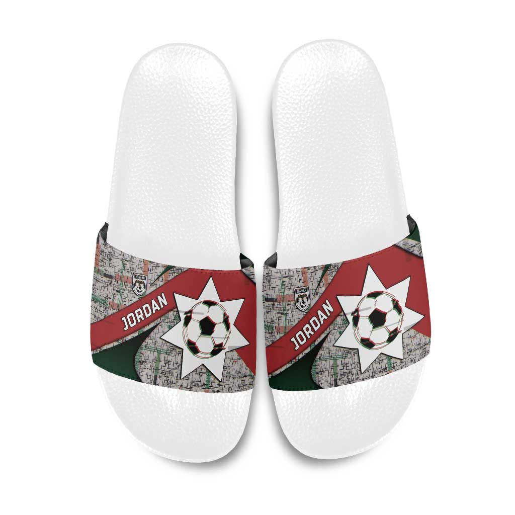 Jordan Football Slide Sandals Jordanian National Flag Colors Retro Glitch Art