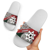 Jordan Football Slide Sandals Jordanian National Flag Colors Retro Glitch Art