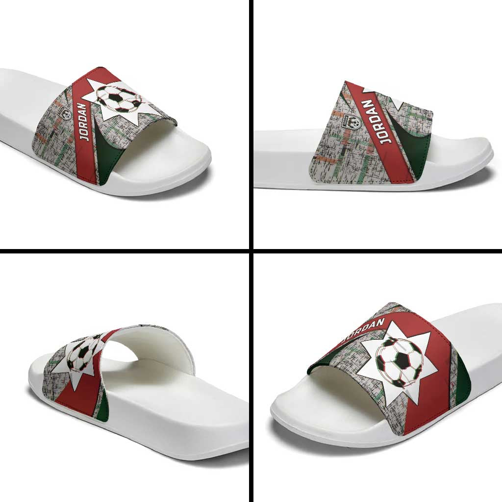 Jordan Football Slide Sandals Jordanian National Flag Colors Retro Glitch Art