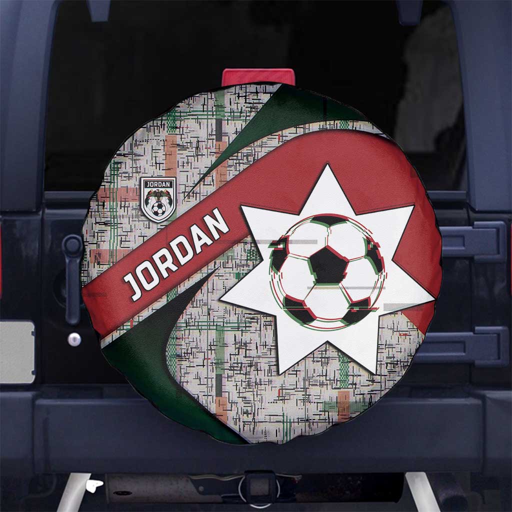 Jordan Football Spare Tire Cover Jordanian National Flag Colors Retro Glitch Art