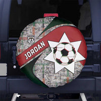 Jordan Football Spare Tire Cover Jordanian National Flag Colors Retro Glitch Art