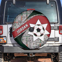 Jordan Football Spare Tire Cover Jordanian National Flag Colors Retro Glitch Art