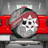 Jordan Football Spare Tire Cover Jordanian National Flag Colors Retro Glitch Art