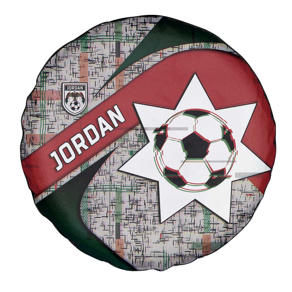 Jordan Football Spare Tire Cover Jordanian National Flag Colors Retro Glitch Art