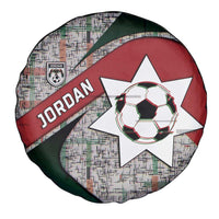 Jordan Football Spare Tire Cover Jordanian National Flag Colors Retro Glitch Art