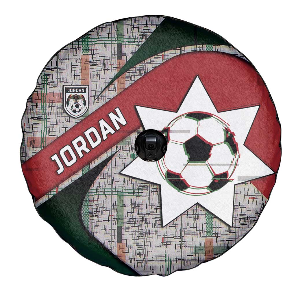 Jordan Football Spare Tire Cover Jordanian National Flag Colors Retro Glitch Art