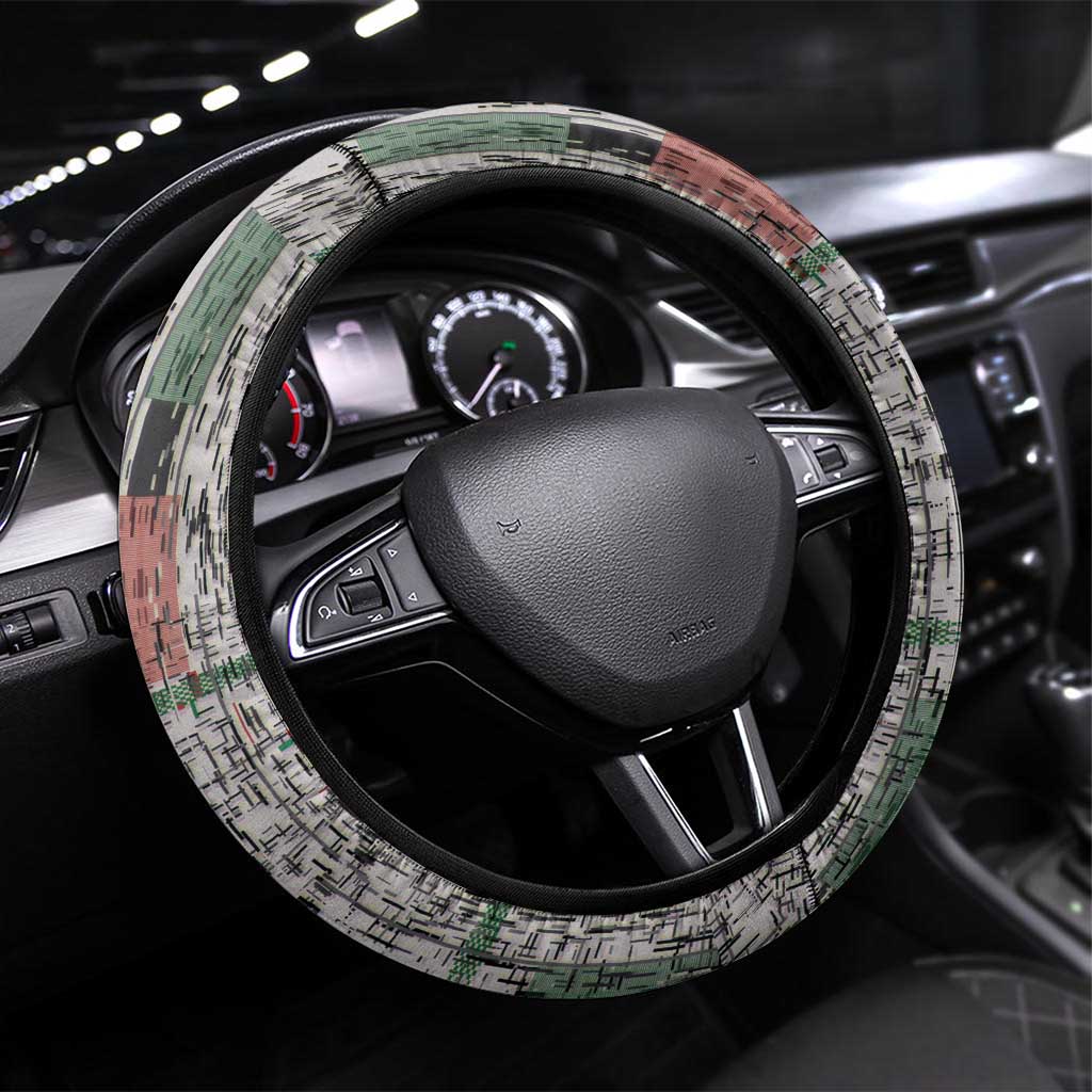 Jordan Football Steering Wheel Cover Jordanian National Flag Colors Retro Glitch Art