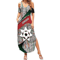 Custom Jordan Football Summer Maxi Dress Jordanian National Flag Colors Retro Glitch Art