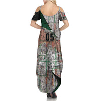 Custom Jordan Football Summer Maxi Dress Jordanian National Flag Colors Retro Glitch Art