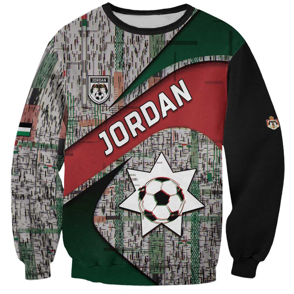 Custom Jordan Football Sweatshirt Jordanian National Flag Colors Retro Glitch Art