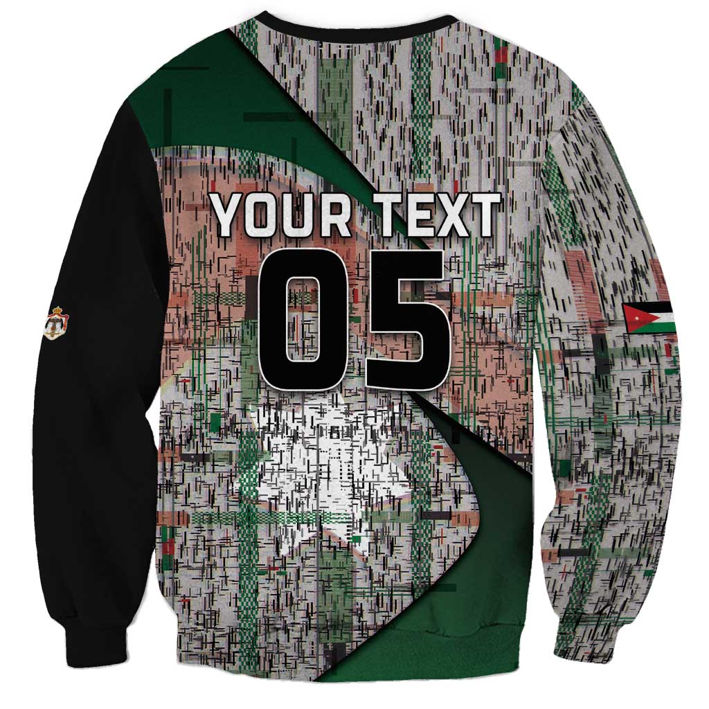 Custom Jordan Football Sweatshirt Jordanian National Flag Colors Retro Glitch Art