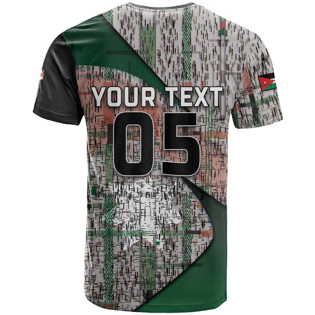 Custom Jordan Football T Shirt Jordanian National Flag Colors Retro Glitch Art