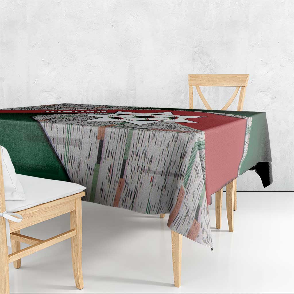 Jordan Football Tablecloth Jordanian National Flag Colors Retro Glitch Art