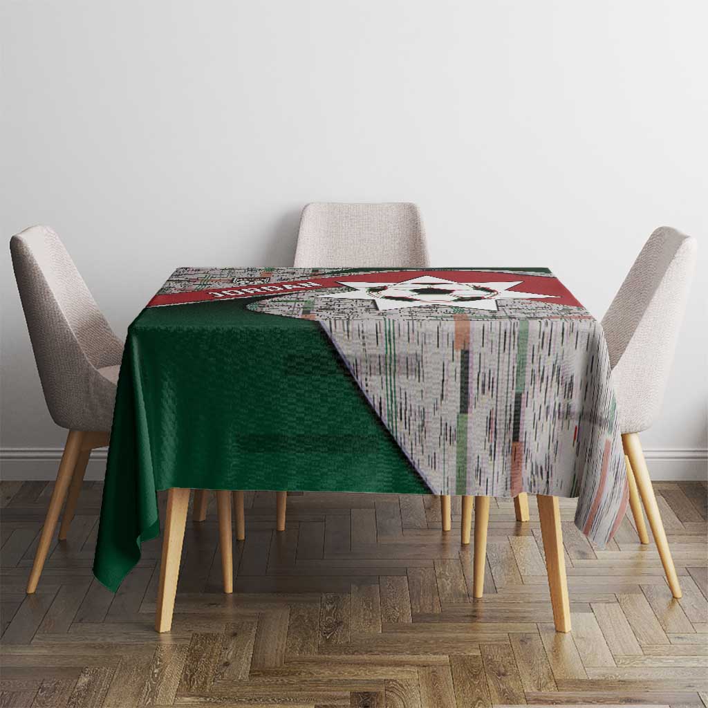 Jordan Football Tablecloth Jordanian National Flag Colors Retro Glitch Art