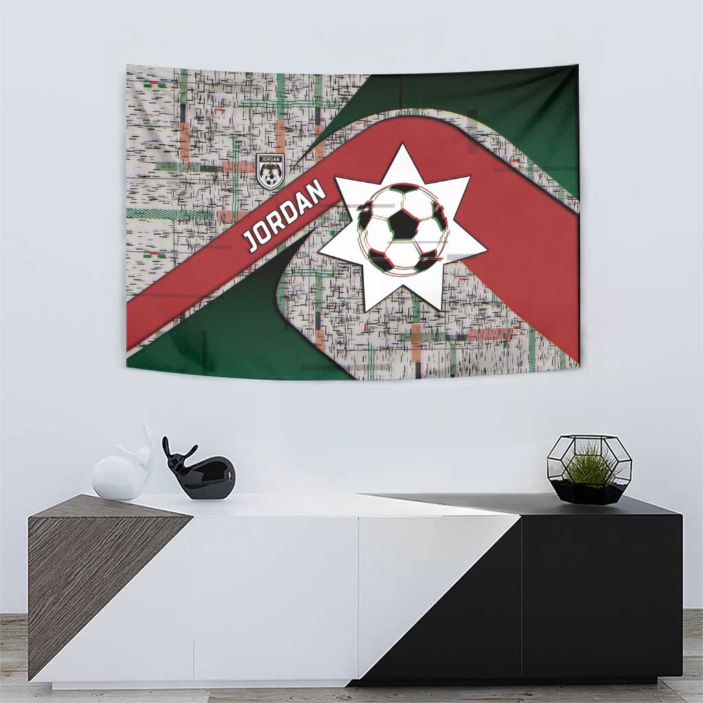 Jordan Football Tapestry Jordanian National Flag Colors Retro Glitch Art