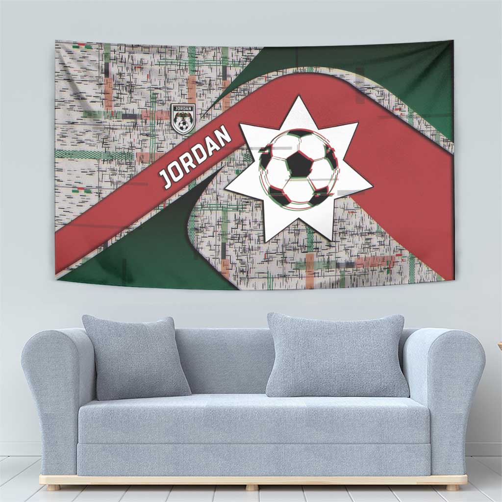 Jordan Football Tapestry Jordanian National Flag Colors Retro Glitch Art