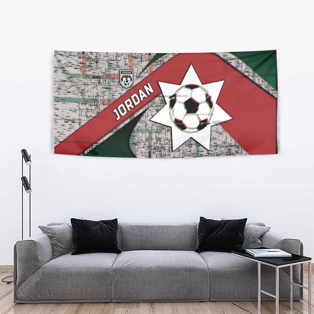 Jordan Football Tapestry Jordanian National Flag Colors Retro Glitch Art