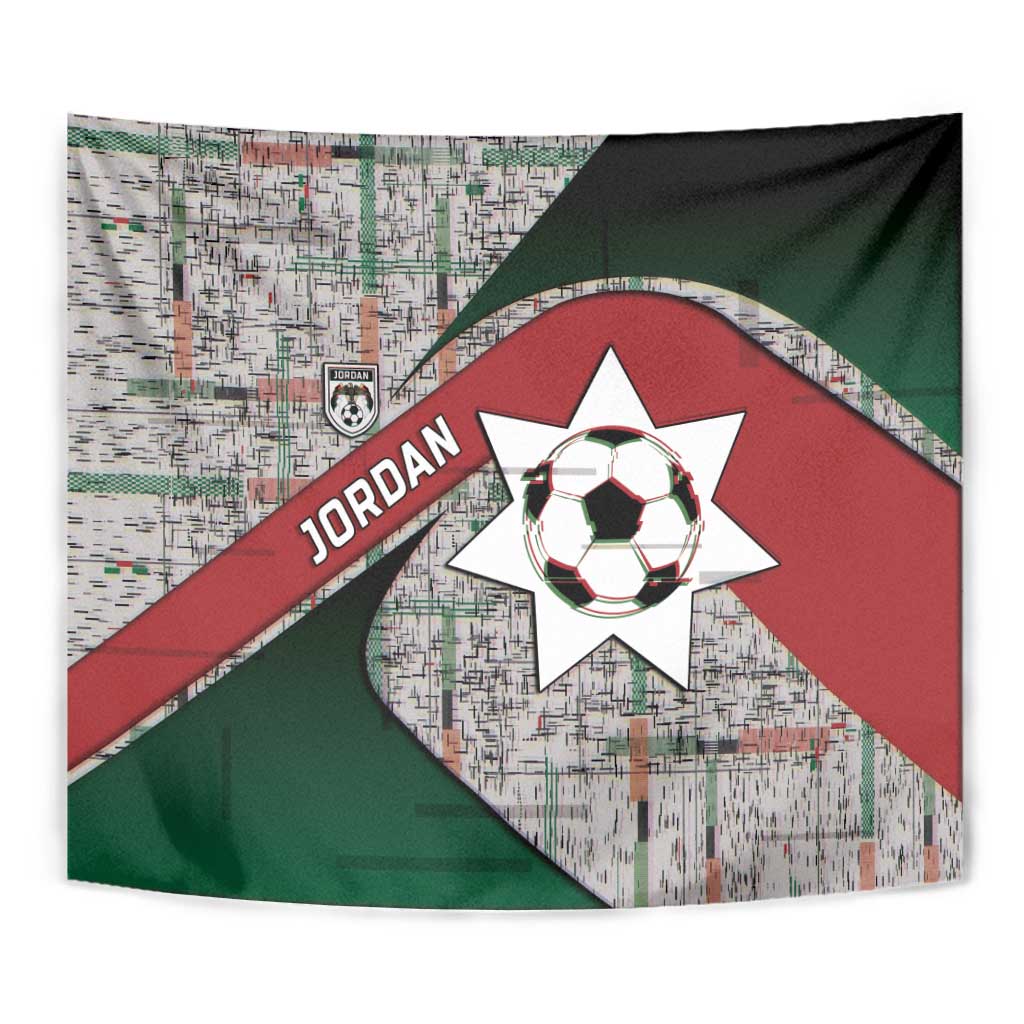 Jordan Football Tapestry Jordanian National Flag Colors Retro Glitch Art