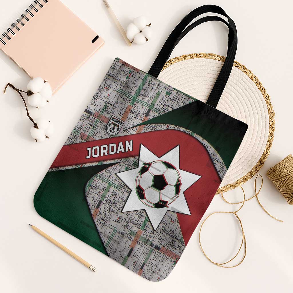 Jordan Football Tote Bag Jordanian National Flag Colors Retro Glitch Art