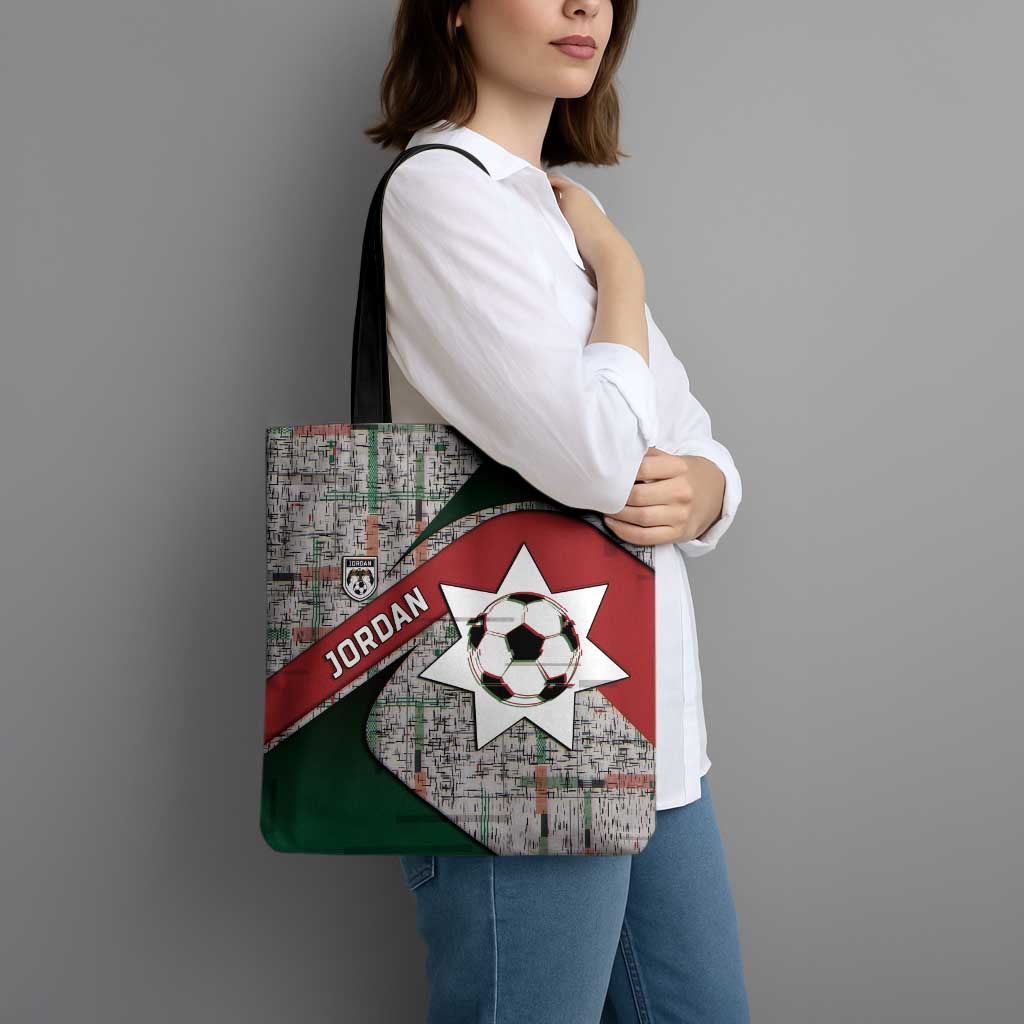 Jordan Football Tote Bag Jordanian National Flag Colors Retro Glitch Art