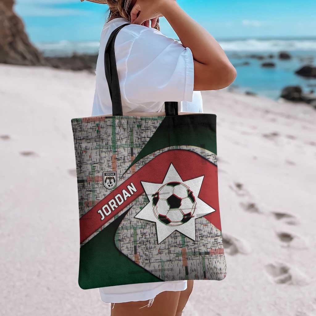 Jordan Football Tote Bag Jordanian National Flag Colors Retro Glitch Art