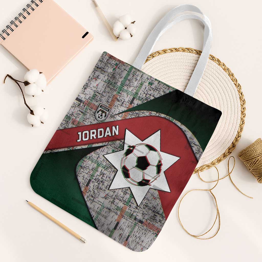 Jordan Football Tote Bag Jordanian National Flag Colors Retro Glitch Art