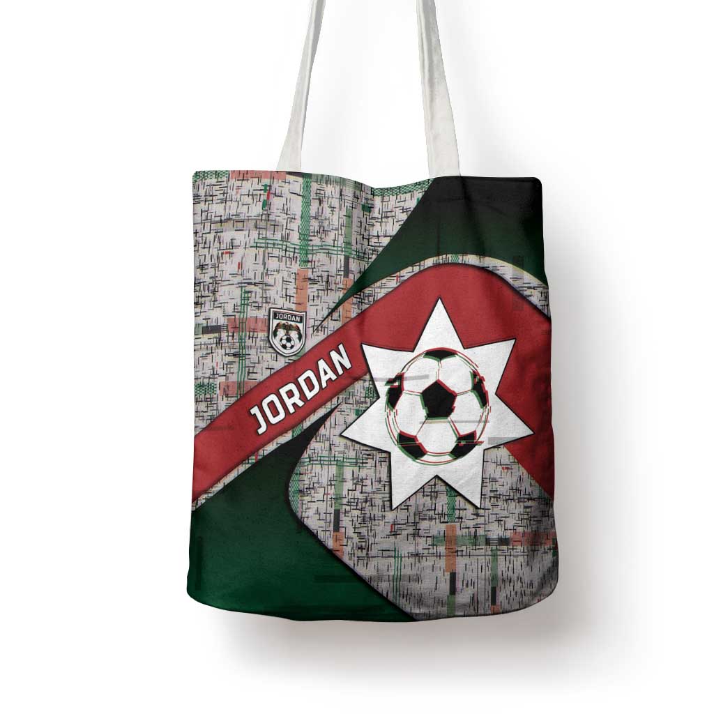Jordan Football Tote Bag Jordanian National Flag Colors Retro Glitch Art