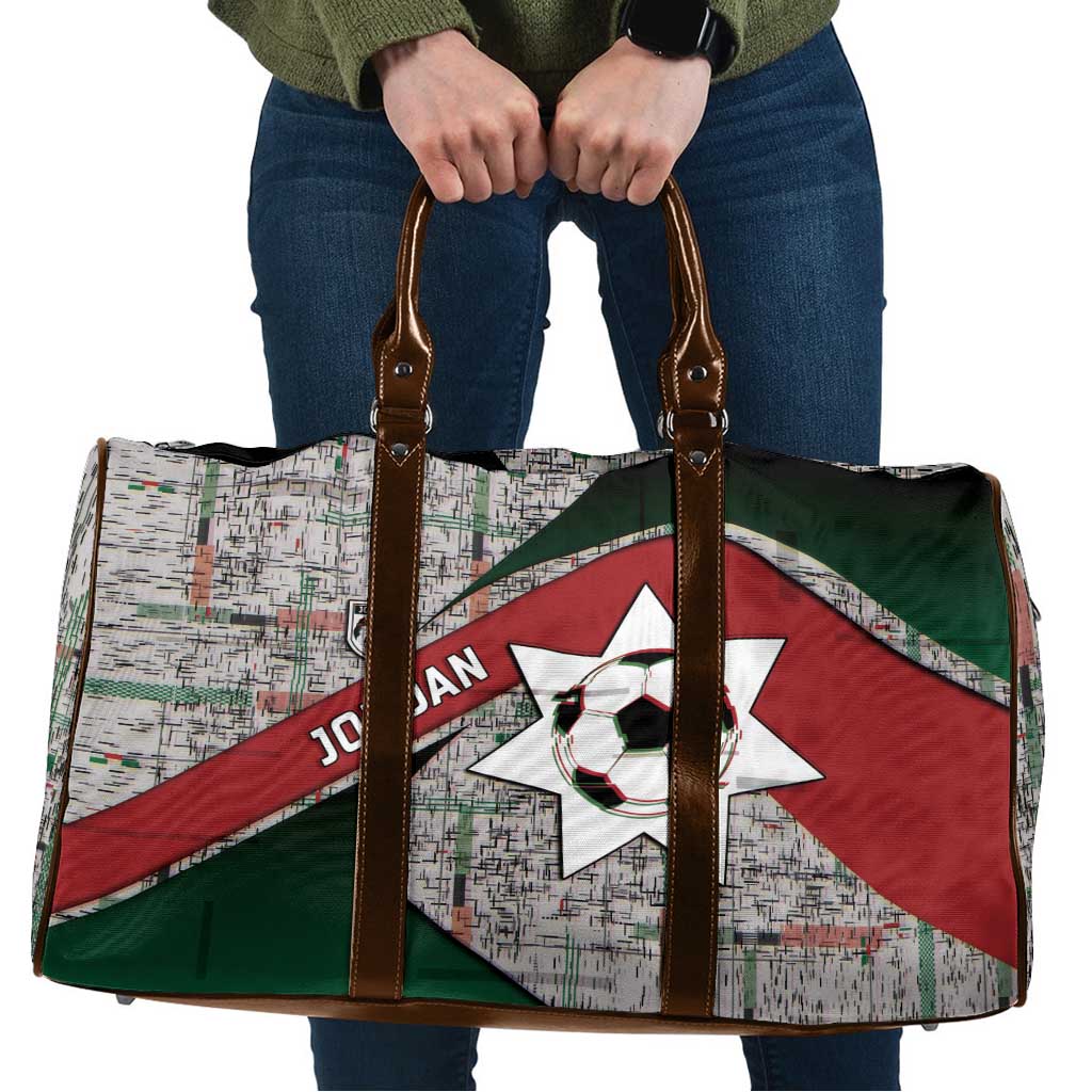 Jordan Football Travel Bag Jordanian National Flag Colors Retro Glitch Art