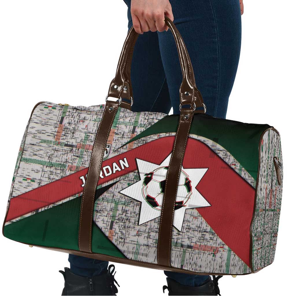 Jordan Football Travel Bag Jordanian National Flag Colors Retro Glitch Art