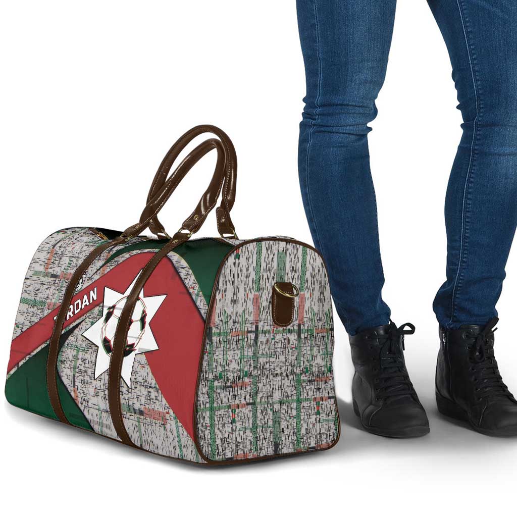 Jordan Football Travel Bag Jordanian National Flag Colors Retro Glitch Art