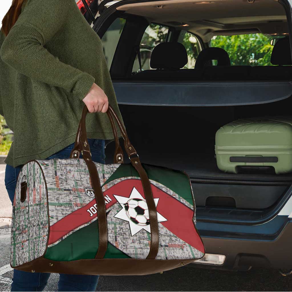 Jordan Football Travel Bag Jordanian National Flag Colors Retro Glitch Art