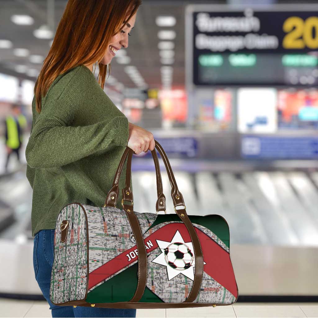 Jordan Football Travel Bag Jordanian National Flag Colors Retro Glitch Art