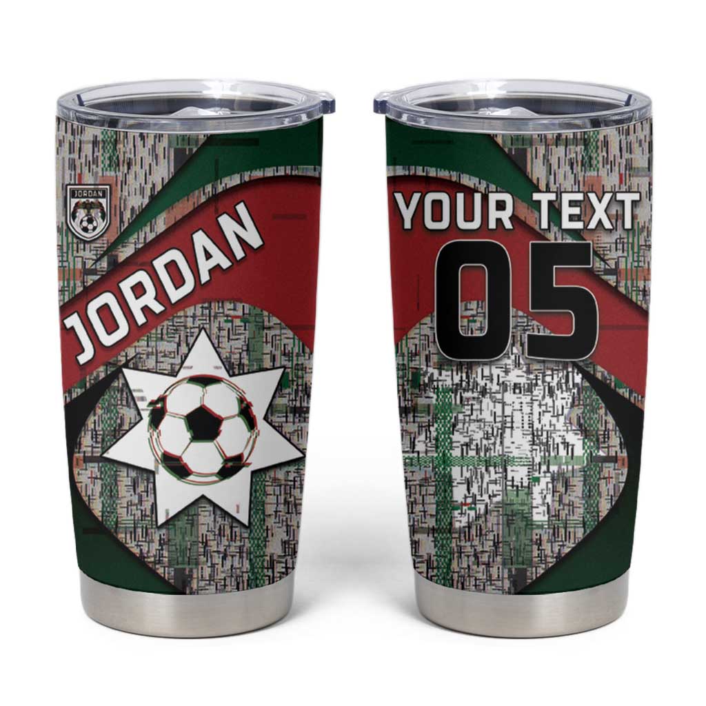 Custom Jordan Football Tumbler Cup Jordanian National Flag Colors Retro Glitch Art