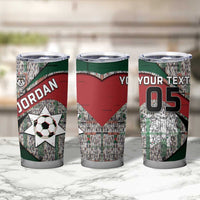 Custom Jordan Football Tumbler Cup Jordanian National Flag Colors Retro Glitch Art