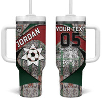 Custom Jordan Football Tumbler With Handle Jordanian National Flag Colors Retro Glitch Art