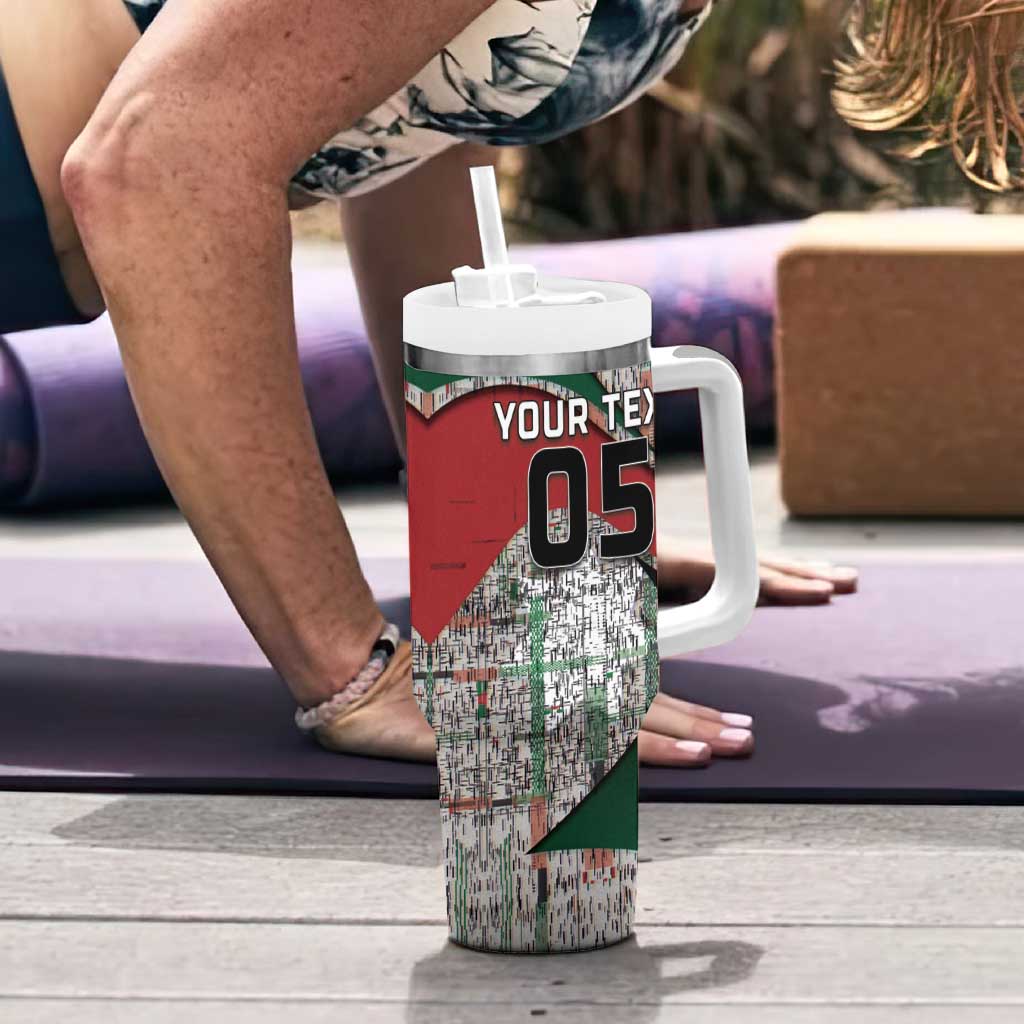 Custom Jordan Football Tumbler With Handle Jordanian National Flag Colors Retro Glitch Art