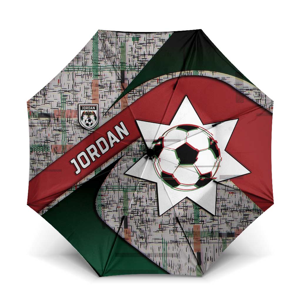Jordan Football Umbrella Jordanian National Flag Colors Retro Glitch Art